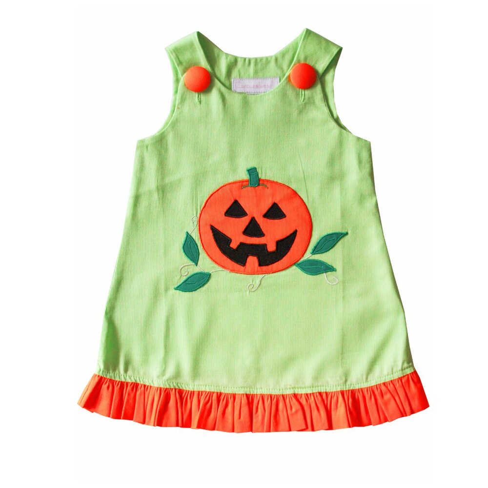 Baby Girls Green Jack-O-Lantern Halloween Appliqué Costume Dress 6 Months